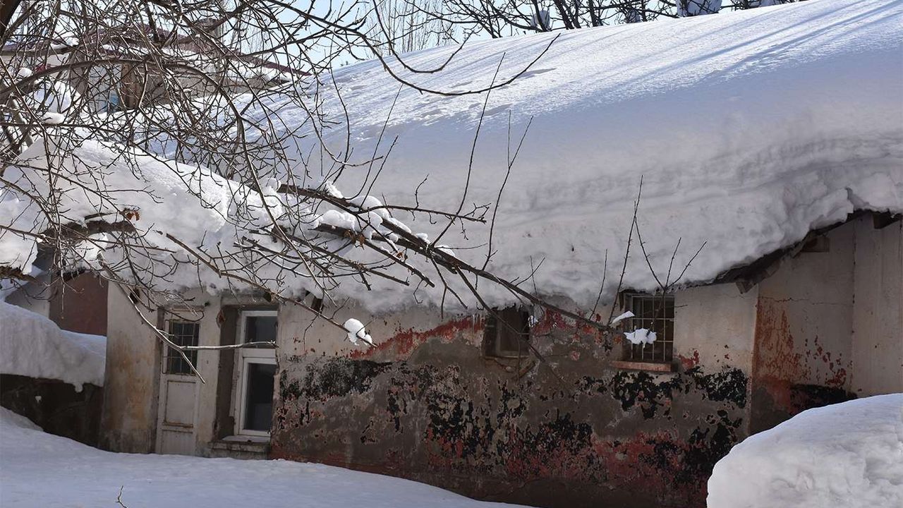 Bitlis'te tek katlı evler ve tabelalar kara gömüldü