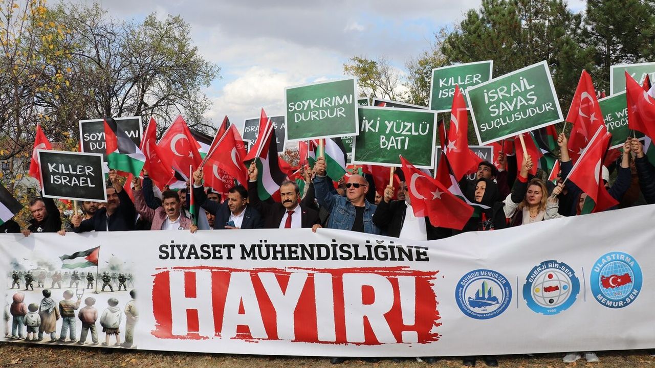 Sendikalardan, katliam ortağı İngiltere'nin Büyükelçiliği önünde Filistin'e destek eylemi