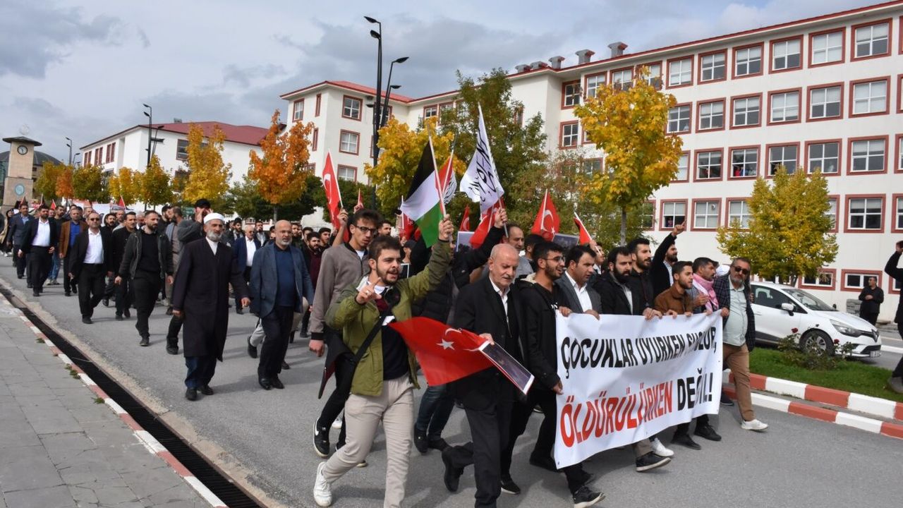 Bitlis'ten Gazze için basın açıklaması ve yürüyüş