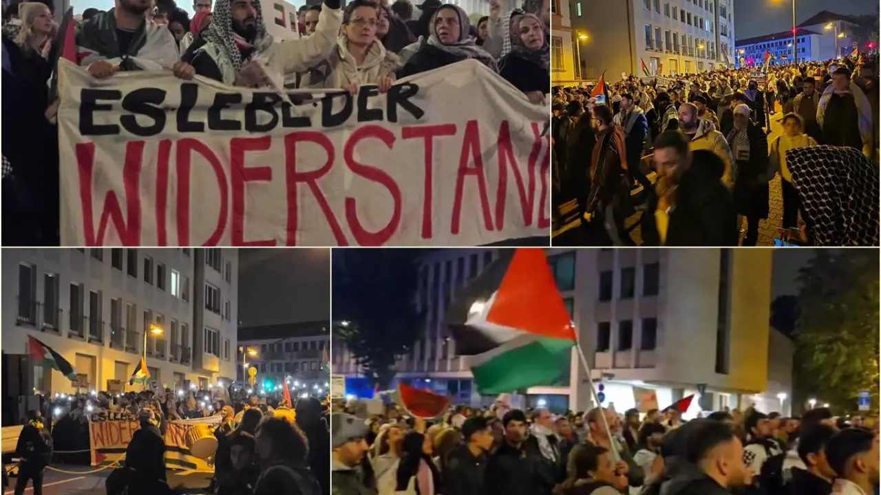 Frankfurt'ta binlerce kişi Filistin'e destek için toplandı!