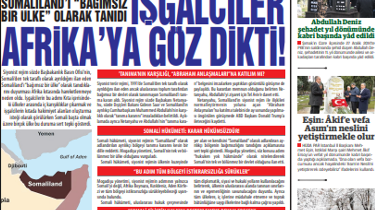 Siyonist rejim, Somaliland'ı "bağımsız bir ülke" olarak tanıdı  İşgalciler Afrika’ya Göz Dikti!