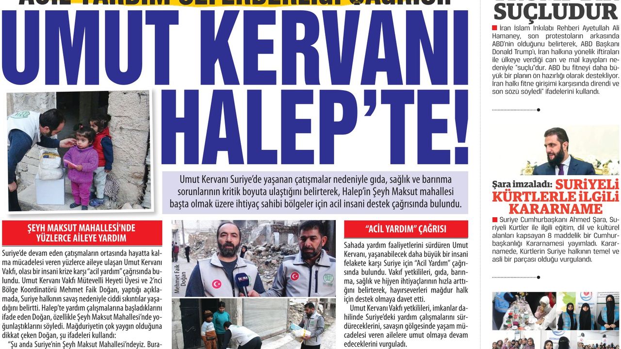 Acil Yardım Seferberliği Çağrısı: Umut Kervanı Halep’te