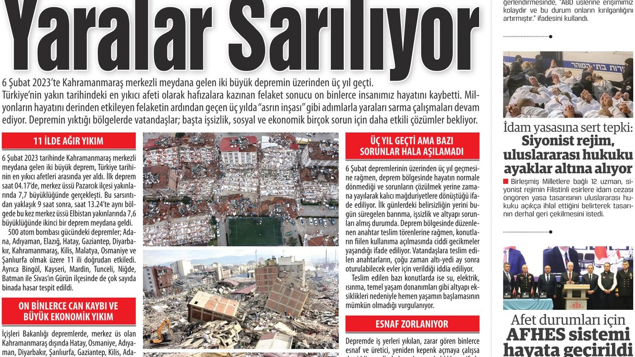 Asrın Felaketinin Üçüncü Yılı:  YARALAR SARILIYOR