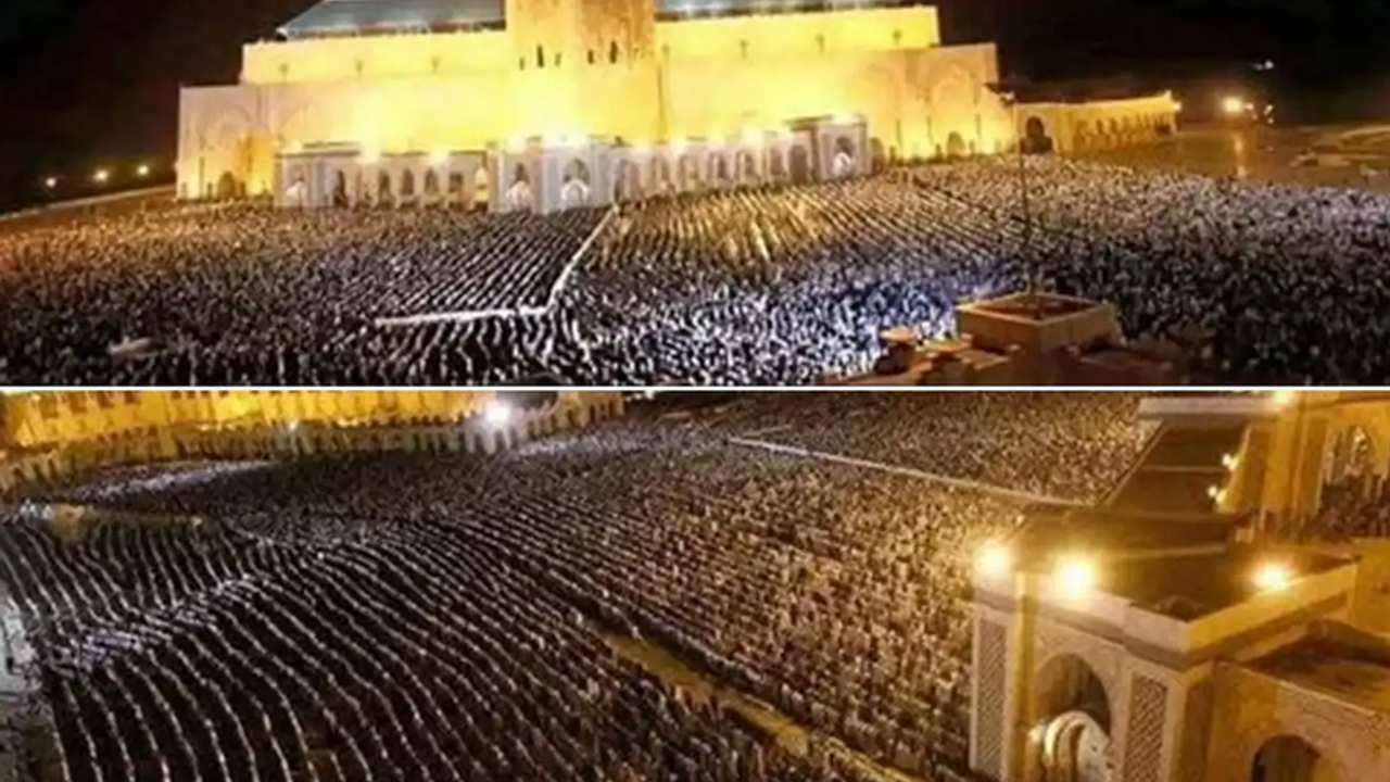 Fas’ta Kadir Gecesi’nde yüz binlerce kişi aynı safta teravih kıldı