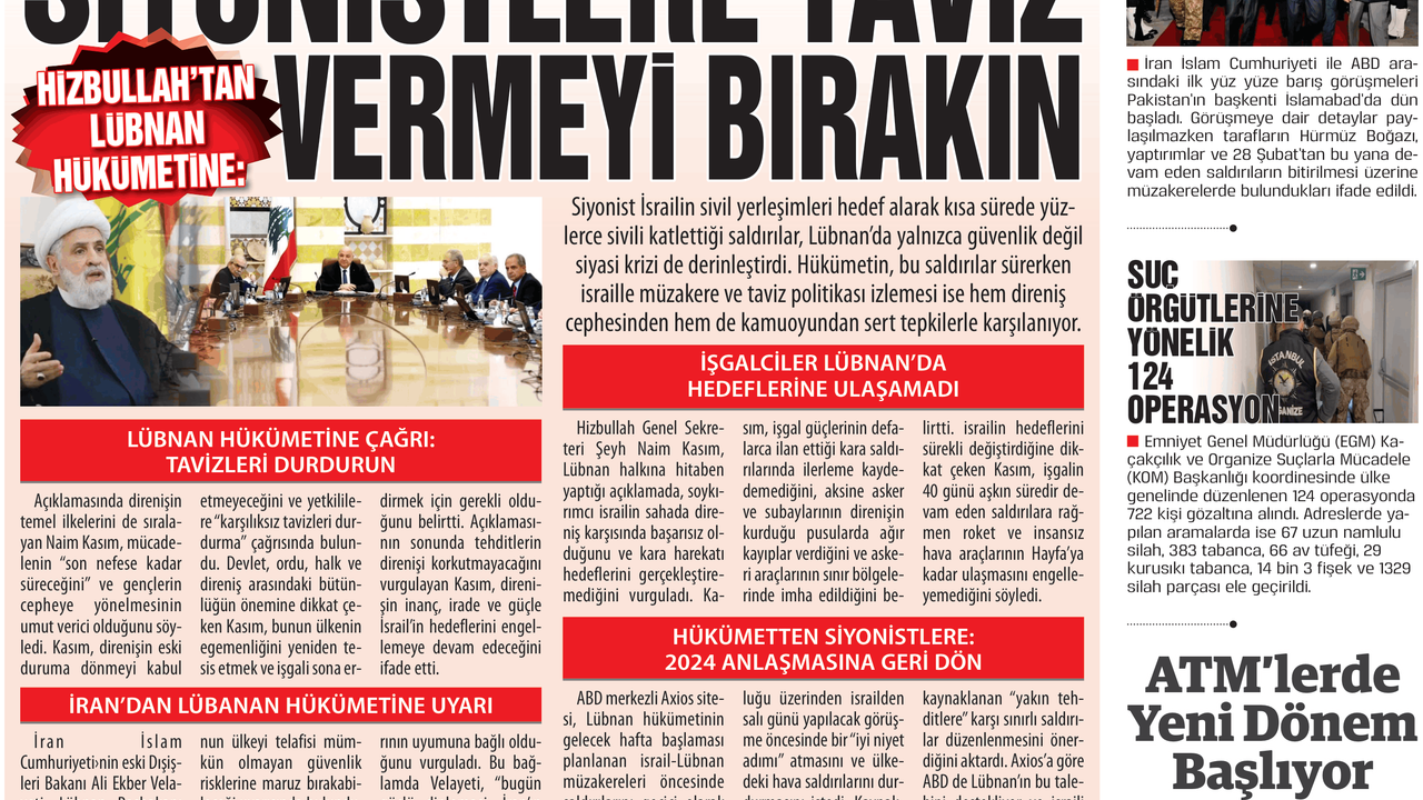 HİZBULLAH’TAN LÜBNAN HÜKÜMETİNE:  SİYONİSTLERE TAVİZ VERMEYİ BIRAKIN