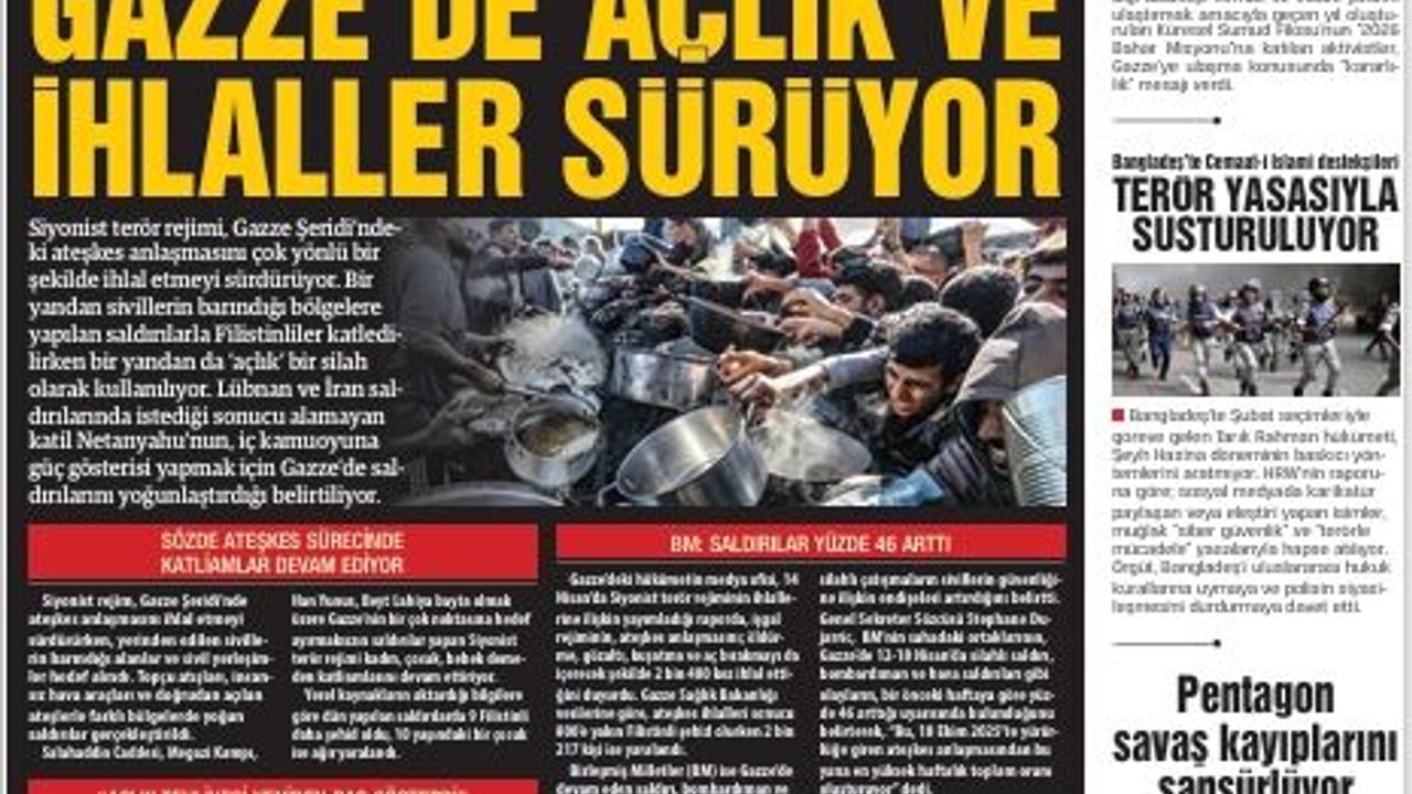 GAZZE’DE AÇLIK VE  İHLALLER SÜRÜYOR