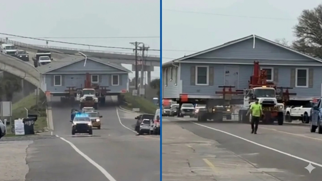 Karayolunda devasa boyutta bir ev nakliyesi yapıldı