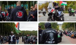 Hollanda'da motosiklet konvoyu Filistin'e destek verdi