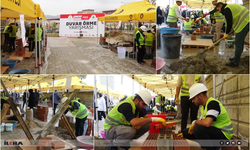 Malatya'da kıyasıya duvar örme yarışması