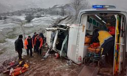 Uçuruma devrilen ambulanstaki 1 kişi öldü, 4 kişi yaralandı