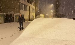 Baharda yağan kar kenti beyaza bürüdü