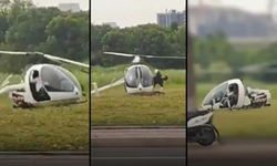 Acil iniş yapan helikopter kontrolden çıktı!