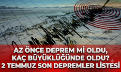 Az önce deprem mi oldu, kaç büyüklüğünde oldu? 2 Temmuz son depremler listesi