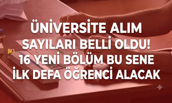Üniversite alım sayıları belli oldu! 16 yeni bölüm bu sene ilk defa öğrenci alacak
