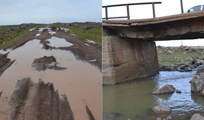 Köylülerden çamurlu yol ve dökülen köprü tepkisi