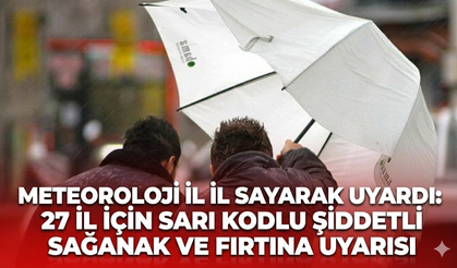 Meteoroloji il il sayarak uyardı: 27 İl için sarı kodlu şiddetli sağanak ve fırtına uyarısı