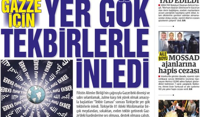 Gazze için YER GÖK TEKBİRLERLE İNLEDİ