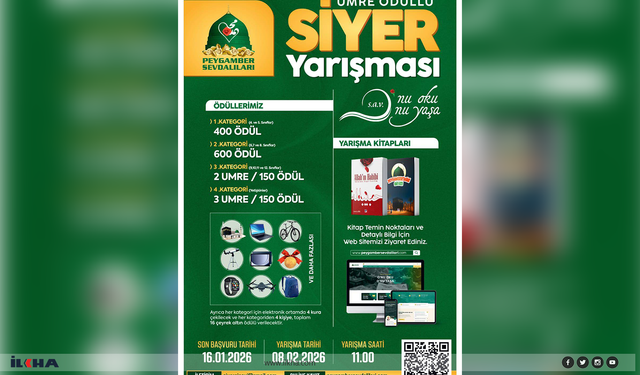 Peygamber Sevdalıları Vakfı'ndan "O'nu Oku O'nu Yaşa" siyer yarışması daveti