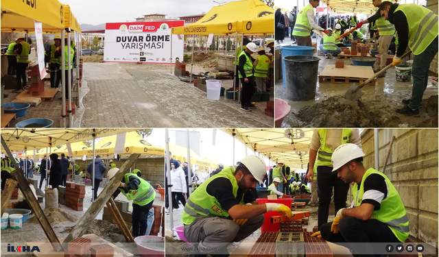 Malatya'da kıyasıya duvar örme yarışması