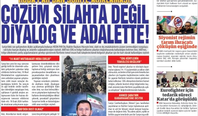 HÜDA PAR’dan Suriye Açıklaması: Çözüm Silahta Değil, Diyalog ve Adalette!