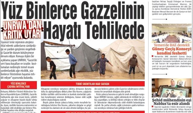 UNRWA’dan kritik uyarı:  YÜZ BİNLERCE GAZZELİNİN  HAYATI TEHLİKEDE