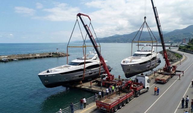 Trabzon'da gemiler karadan yürütüldü!