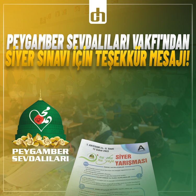 Peygamber Sevdalıları Vakfı'ndan Siyer Yarışması teşekkür mesajı