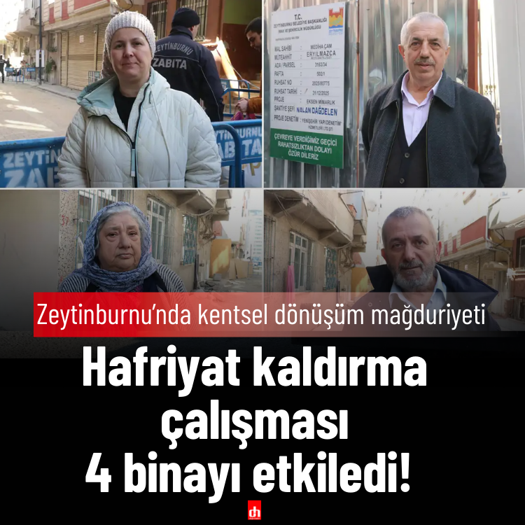 Hafriyat kaldırma çalışması 4 binayı etkiledi! Bina sakinleri mağdur!