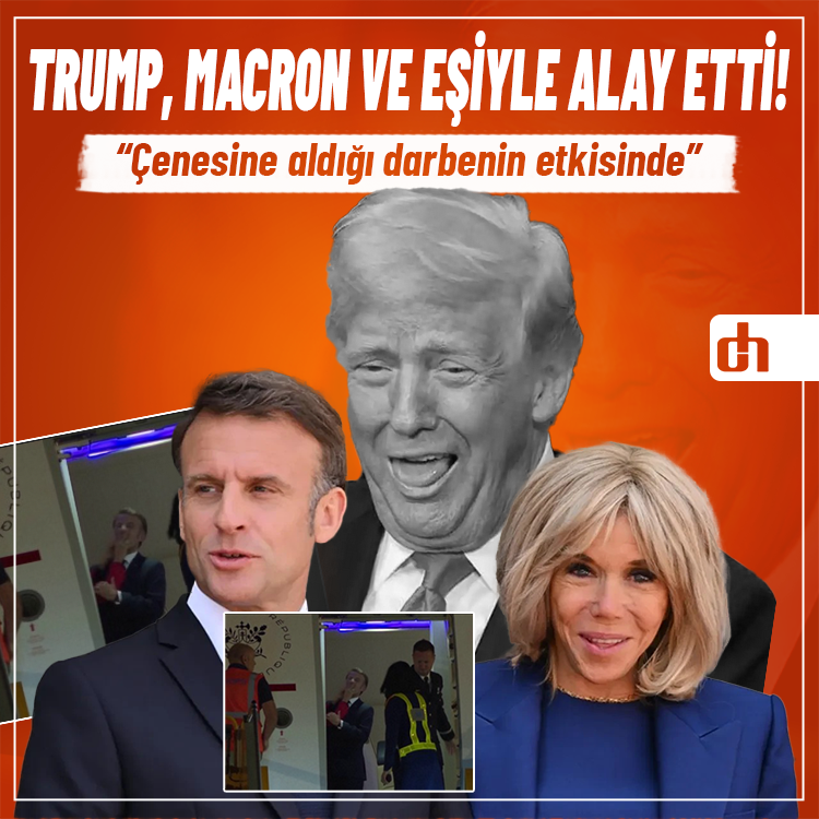 Trump, Macron ve eşiyle alay etti: Çenesine aldığı darbenin etkisinde