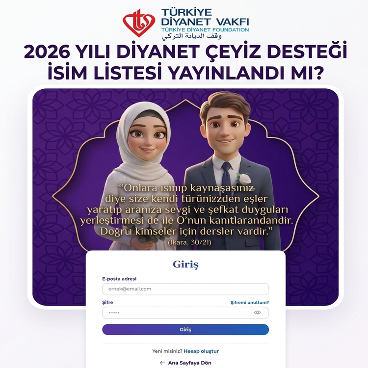 2026 yılı Diyanet çeyiz desteği isim listesi yayınlandı mı? Sonuçlar ne zaman açıklanıyor?