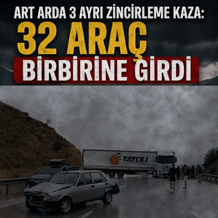 Tosya'da art arda 3 ayrı zincirleme kaza: 32 araç birbirine girdi