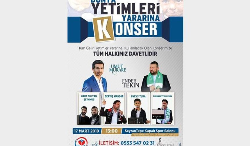 Dünya Yetimleri Yararına Konser düzenlenecek