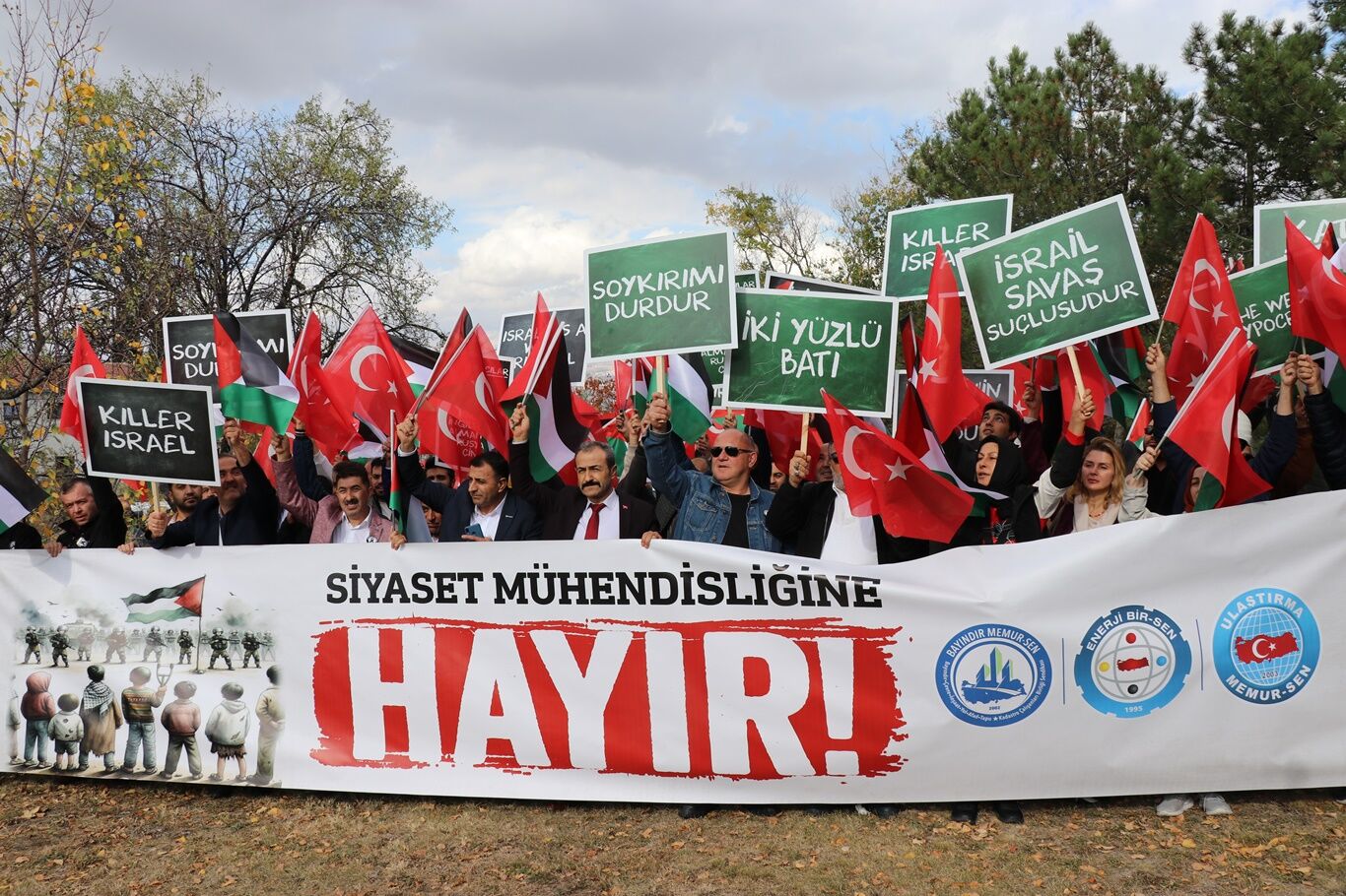 Sendikalardan, katliam ortağı İngiltere'nin Büyükelçiliği önünde Filistin'e destek eylemi