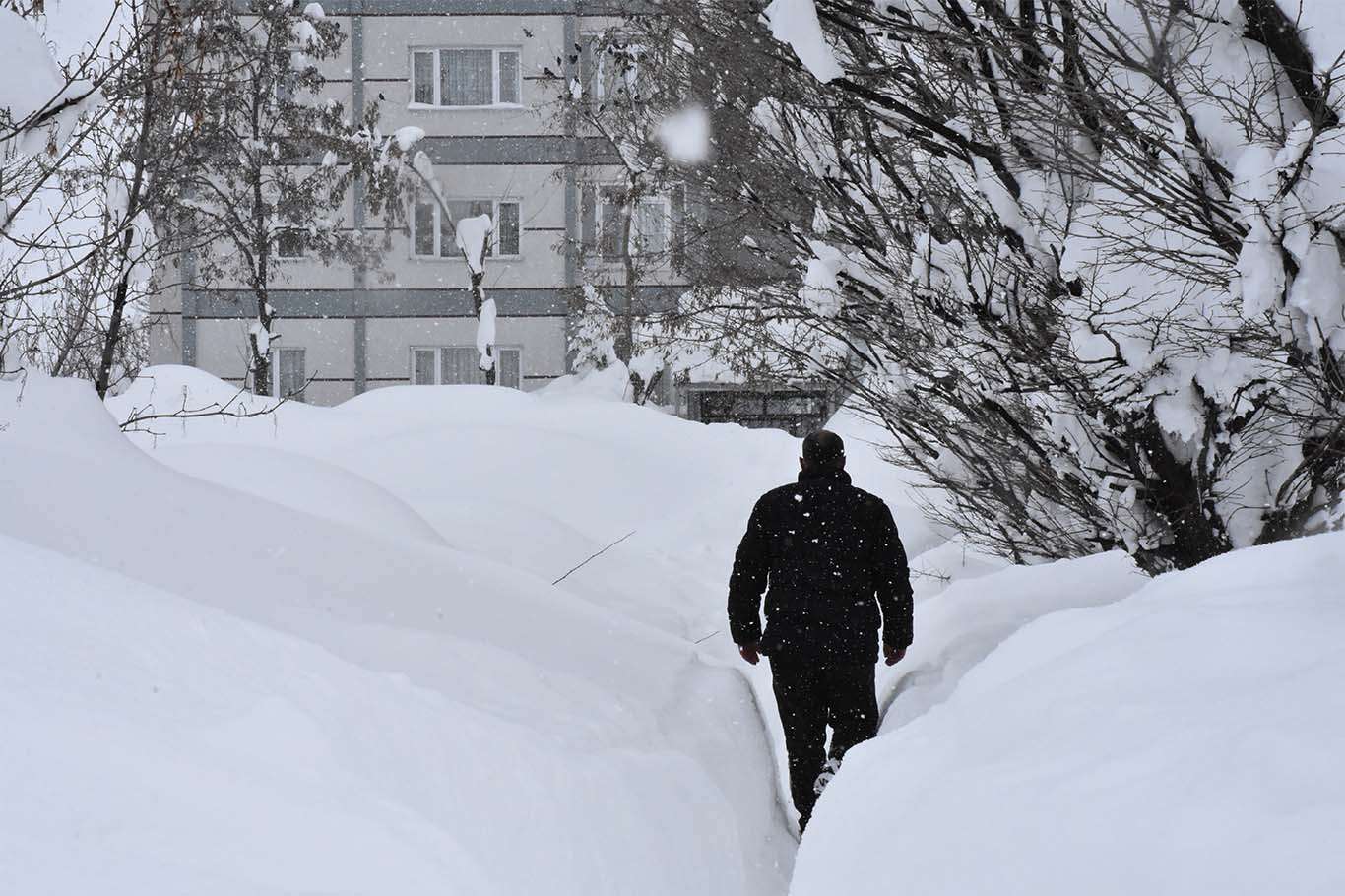 Bitlis’te araçlar kara gömüldü, vatandaşlar tünel açarak evlerine giriyor